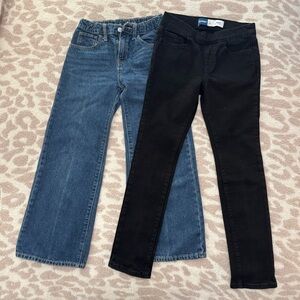 Girls Denim 2 Pack - Dark Blue Wide Leg Jeans and Black Skinny Jeans - Size 10